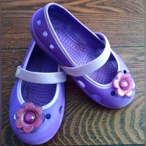 Purple Crocs with Flower Design